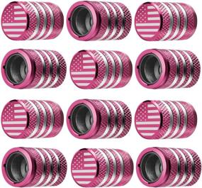 img 4 attached to Tire Valve Stem Cap Cover - (12 Pack) Tire Air Cap Metal With Plastic Liner Corrosion Resistant Leak-Proof American Flag For Car Truck Motorcycle Bike Tires & Wheels