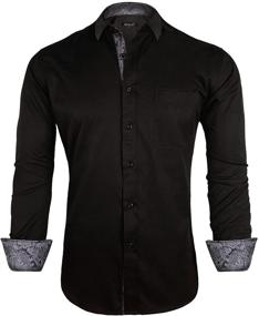 img 4 attached to 👔 Alizeal Men's Clothing Shirts - Business Patchwork in Dark Green (Size L)