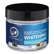 🌟 glowamaze activated coconut teeth whitening charcoal powder - pure, safe natural whitening for healthier teeth & gums - enamel strengthening & mouth health improvement - 2 fl oz / 59 ml (2 oz) logo
