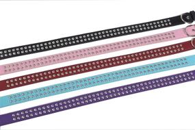 img 3 attached to 🐶 BINGPET Adjustable Leather Studded Dog Collar - Real Split Leather, Durable Collars for Small, Medium, and Large Dogs