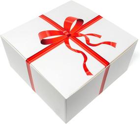 img 4 attached to 🎁 GEO4life 10-пачка коробок для подарков размером 8"x8"x4" с напечатанной лентой на крышке - идеально для дней рождения, подарков для подружек невесты, Рождества, праздников, свадебных подарков.