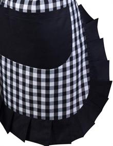 img 1 attached to 🎁 Cotton Lovely Lady's Kitchen Fashion Cooking Baking Aprons: Check Plaid Apron with Pockets for Mother's Day Gift, Plus Size - Dimensions: 31 x 28 Inches