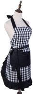 🎁 cotton lovely lady's kitchen fashion cooking baking aprons: check plaid apron with pockets for mother's day gift, plus size - dimensions: 31 x 28 inches logo