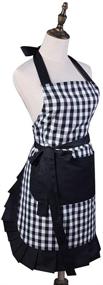 img 4 attached to 🎁 Cotton Lovely Lady's Kitchen Fashion Cooking Baking Aprons: Check Plaid Apron with Pockets for Mother's Day Gift, Plus Size - Dimensions: 31 x 28 Inches