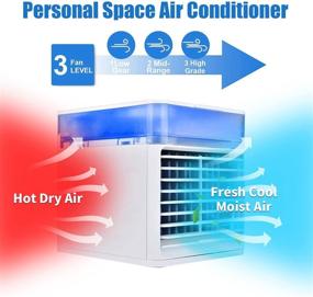 img 1 attached to 🌬️ COAIRI Portable Room Air Conditioner - 3-in-1 Evaporative Compact Air Cooler Fan with 3 Wind Speeds, USB Personal Mini Ice AC Fan, 7 Colors Night Light - White