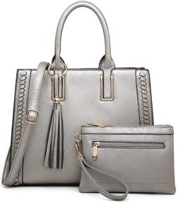 img 4 attached to Dasein Leather Satchel Handbags: Women's Shoulder Bags & Wallets for Totes