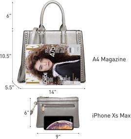 img 2 attached to Dasein Leather Satchel Handbags: Women's Shoulder Bags & Wallets for Totes
