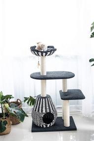 img 1 attached to 🐱 Ace - PetPals Cat Tree & Cat Condo: Four Level Perch & Condo Lounger, 27 x 19 x 49", Black/White - Perfect for Your Feline Friends!