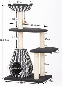 img 3 attached to 🐱 Ace - PetPals Cat Tree & Cat Condo: Four Level Perch & Condo Lounger, 27 x 19 x 49", Black/White - Perfect for Your Feline Friends!