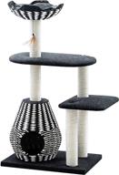 🐱 ace - petpals cat tree & cat condo: four level perch & condo lounger, 27 x 19 x 49", black/white - perfect for your feline friends! logo