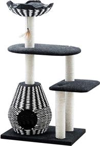 img 4 attached to 🐱 Ace - PetPals Cat Tree & Cat Condo: Four Level Perch & Condo Lounger, 27 x 19 x 49", Black/White - Perfect for Your Feline Friends!