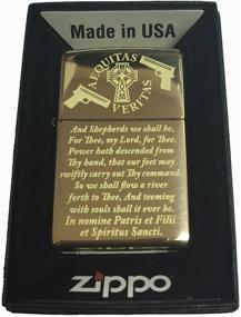 img 1 attached to 🔥 Boondock Saints Prayer Zippo Lighter - Brush Gold Edition: A Divine Firestarter