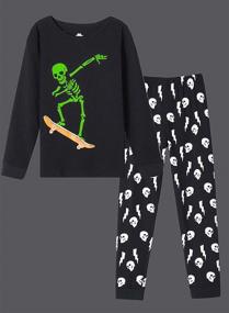 img 3 attached to 🌟 Glow in the Dark Skull Boys Pajamas - MyFav Cotton Long Sleeve Casual Sleepwear with Snug Fit