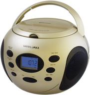 🎵 hannlomax hx-305cd portable cd boombox, pll fm radio, bluetooth, backlit lcd display, aux-in, dual power source (champagne gold) logo