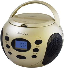 img 4 attached to 🎵 HANNLOMAX HX-305CD Portable CD Boombox, PLL FM Radio, Bluetooth, Backlit LCD Display, Aux-in, Dual Power Source (Champagne Gold)