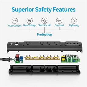 img 3 attached to ⚡️ Бототек Удлинитель сетевой против перенапряжения с 4 розетками и 4 портами USB для зарядки, провод 6 футов для дома, офиса, отеля – черный для смартфонов и планшетов