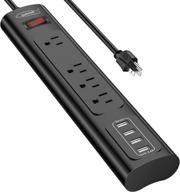 ⚡️ бототек удлинитель сетевой против перенапряжения с 4 розетками и 4 портами usb для зарядки, провод 6 футов для дома, офиса, отеля – черный для смартфонов и планшетов логотип