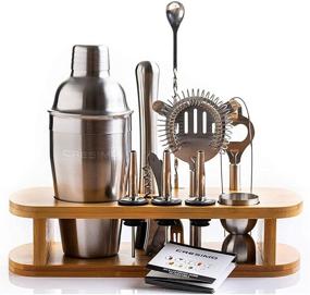 img 4 attached to 🍹 Cresimo Deluxe 12 Piece Cocktail Shaker Set with Bamboo Stand - Ultimate Bar Kit with Accessories for Home Bartending - Drink Shakers, Muddler, Jigger, and More!