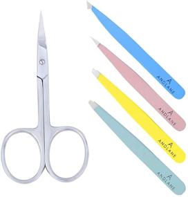 img 3 attached to 🔧 Professional Stainless Steel Precision Tweezers Set - Ideal for Facial Hair Removal, Eyebrow Shaping, Splinters & Ingrown Hairs - Includes Facial Hair Scissors (Available in 4 Colors)