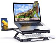 🖥️ laptop stand with phone holder - foldable ergonomic computer mount, adjustable height riser notebook holder for macbook air pro, dell xps, lenovo & more 10-17" laptops logo