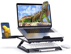 img 4 attached to 🖥️ Laptop Stand with Phone Holder - Foldable Ergonomic Computer Mount, Adjustable Height Riser Notebook Holder for MacBook Air Pro, Dell XPS, Lenovo & More 10-17" Laptops