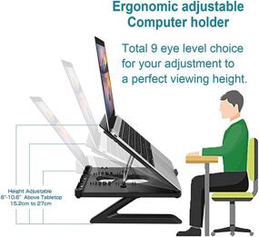 img 2 attached to 🖥️ Laptop Stand with Phone Holder - Foldable Ergonomic Computer Mount, Adjustable Height Riser Notebook Holder for MacBook Air Pro, Dell XPS, Lenovo & More 10-17" Laptops