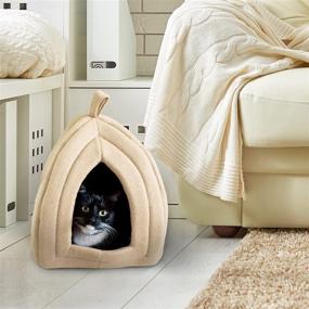 img 1 attached to PETMAKER Igloo Pet Bed Collection - Cozy Indoor Enclosed Tent/House for Cats, Kittens, and Small Pets with Removable Cushion Pad