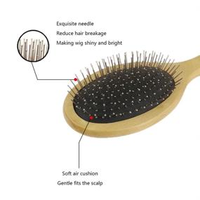 img 1 attached to 🧼 Щетка для париков из синтетических волос: Профессиональный набор из двух деревянных расчесок (стиль A)