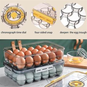 img 2 attached to 🥚 Organize Your Eggs with the JMSWENJUAN Egg Holder Tray - Clear Stackable Container with Lid and Special Buckle - Ideal for Refrigerator Storage - 18 Egg Tray in Smoke Gray