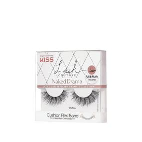 img 3 attached to 👁️ KISS Lash Couture Naked Drama Collection, Full & Fluffy Volume 3D Faux Mink False Eyelashes with Cushion Flexi Band & Split-Tip Technology - Chiffon Style, Reusable, Contact Lens Friendly - Includes 1 Pair