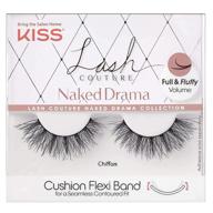 👁️ kiss lash couture naked drama collection, full & fluffy volume 3d faux mink false eyelashes with cushion flexi band & split-tip technology - chiffon style, reusable, contact lens friendly - includes 1 pair logo