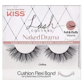 img 4 attached to 👁️ KISS Lash Couture Naked Drama Collection, Full & Fluffy Volume 3D Faux Mink False Eyelashes с Cushion Flexi Band & технологией Split-Tip - стиль Шифон, многоразовые, дружелюбные к контактным линзам - включает 1 пару