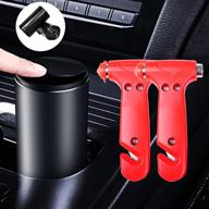 🚗 uuvhjk car trash can with lid: compact cup holder trash can for car, home, office, and kitchen - includes 2-pack car safety hammer and 30 additional trash bags logo
