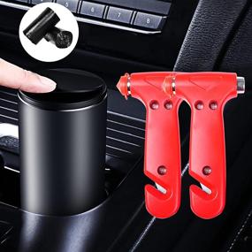 img 4 attached to 🚗 UUVHJK Car Trash Can with Lid: Compact Cup Holder Trash Can for Car, Home, Office, and Kitchen - Includes 2-Pack Car Safety Hammer and 30 Additional Trash Bags