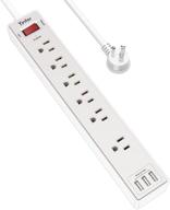 💡 yintar power strip surge protector with 6 outlets, 3 usb ports, and 6 ft extension cord - etl listed - white/grey логотип