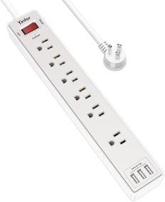 img 4 attached to 💡 Yintar Power Strip Surge Protector with 6 Outlets, 3 USB Ports, and 6 Ft Extension Cord - ETL Listed - White/Grey