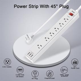 img 3 attached to 💡 Yintar Power Strip Surge Protector with 6 Outlets, 3 USB Ports, and 6 Ft Extension Cord - ETL Listed - White/Grey