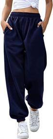 img 4 attached to HeSaYep High Waisted Women's Sweatpants for Workouts, Active Jogging, Lounge - Baggy Lounge Bottoms