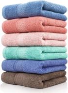 cleanbear cotton hand towel set 6-pack: ultra soft, lightweight and quick-dry bathroom towels with assorted colors - 13 x 29 inches logo