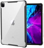 dadanism clear case for ipad pro 12.9 inch 2020 4th gen & 2018, ultra slim transparent hard pc back protective cover with shockproof soft tpu edge - supports apple pencil pairing/charging - black logo