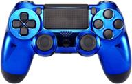 extremerate custom replacement faceplate cover for ps4 slim pro controller, chrome blue edition front housing shell case for ps4 controller cuh-zct2 🎮 jdm-040 jdm-050 jdm-055 - controller shell cover, chrome blue edition, custom faceplate replacement for playstation 4 slim pro controller cuh-zct2 jdm-040 jdm-050 jdm-055 included логотип