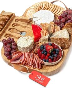 img 4 attached to 🧀 Bamboo Cheese Board and Knife Set - Elegant Wooden Charcuterie Board with Leather Handles and Convenient Drawer - Perfect Gift for Wine and Cheese Enthusiasts during Housewarmings, Weddings, and Christmas Celebrations