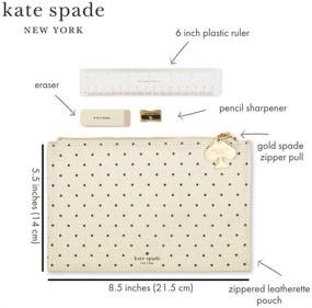 img 1 attached to 🖋️ Stylish Kate Spade New York Black Dot Pencil Pouch: Travel with Chic Leatherette Zipper Pouch/Clutch, Pencil Me In! (Deco Dots)