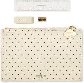 img 4 attached to 🖋️ Stylish Kate Spade New York Black Dot Pencil Pouch: Travel with Chic Leatherette Zipper Pouch/Clutch, Pencil Me In! (Deco Dots)