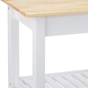 img 1 attached to 🏞️ Natural and White Kitchen Island Cart with Solid Wood Top, Storage, and Wheels | Amazon Basics