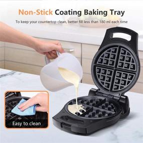 img 1 attached to 🧇 Premium 8 Inch Belgian Waffle Maker with Non-Stick Surfaces - Aigostar 900W Waffle Irons, Temperature Control, 4 Slice, Black