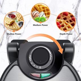 img 2 attached to 🧇 Premium 8 Inch Belgian Waffle Maker with Non-Stick Surfaces - Aigostar 900W Waffle Irons, Temperature Control, 4 Slice, Black