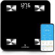 📊 loyafish bluetooth smart digital scale - body composition scales accurately track 13 key metrics with ios android app, unlimited user support, auto recognition, body fat scale，water, bmi, bmr logo