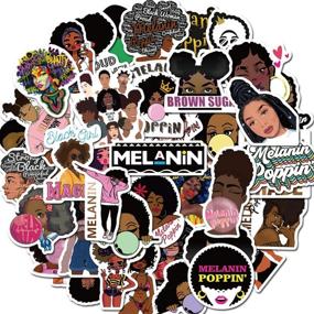 img 3 attached to 🏾 Melanin Poppin Stickers 50PCS - Inspire with Style and Resilience, Laptop and Water Bottles Decals"