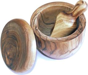 img 1 attached to 🌿 Olive Wood Salt Cellar Set with Salt Spoon - Asfour Outlet Trademark (3 Inch each)